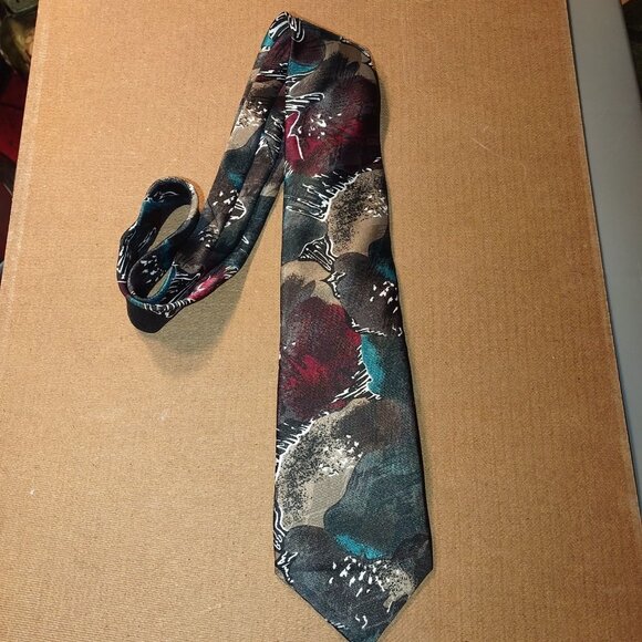 Editions By Van Heusen Mens Floral Pattern Neck Tie Multicolor Polyester - Picture 1 of 2